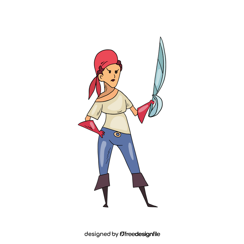 Pirate girl holding sword clipart