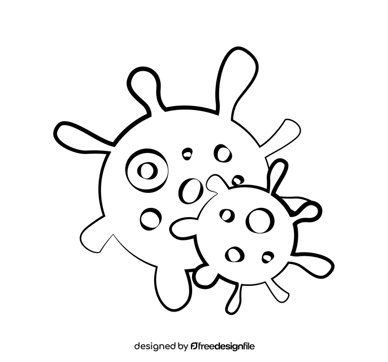 Bacteria cartoon drawing black and white clipart