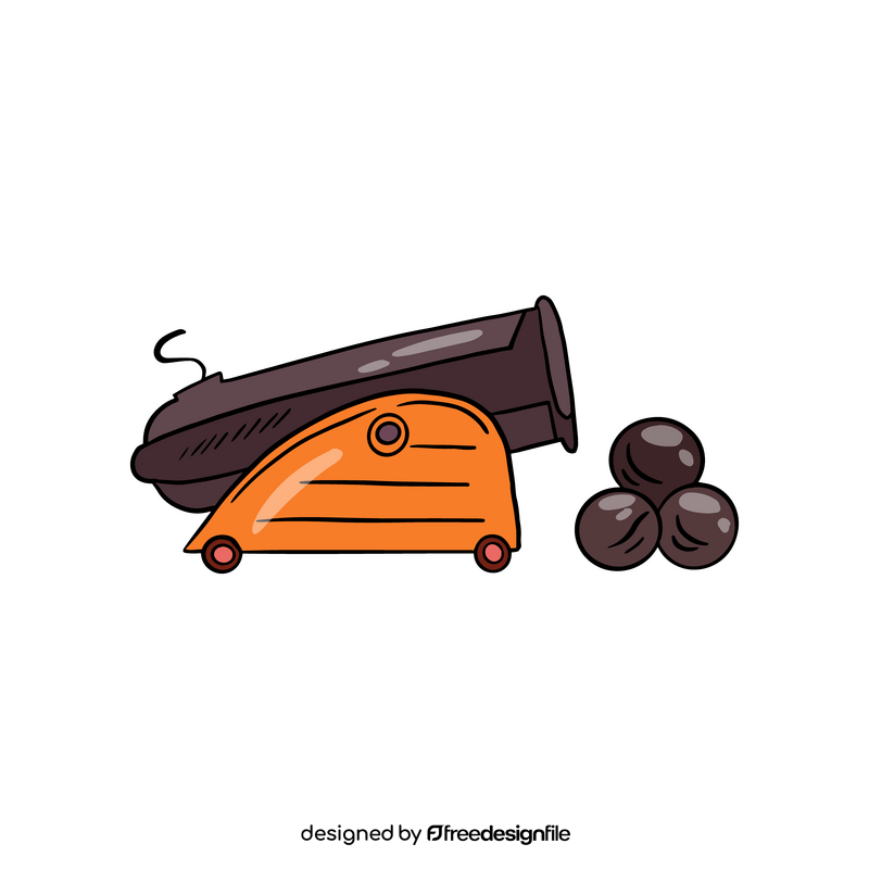 Pirate cannon with balls clipart