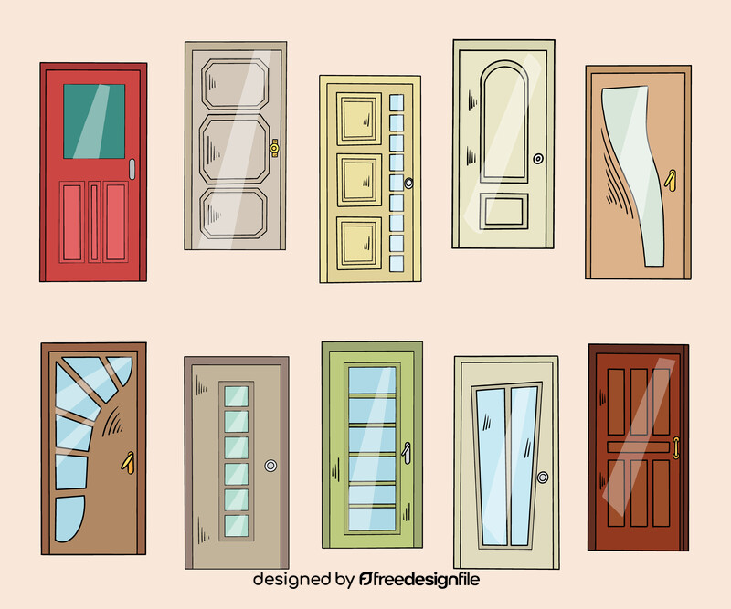 Decorative doors cartoon vector