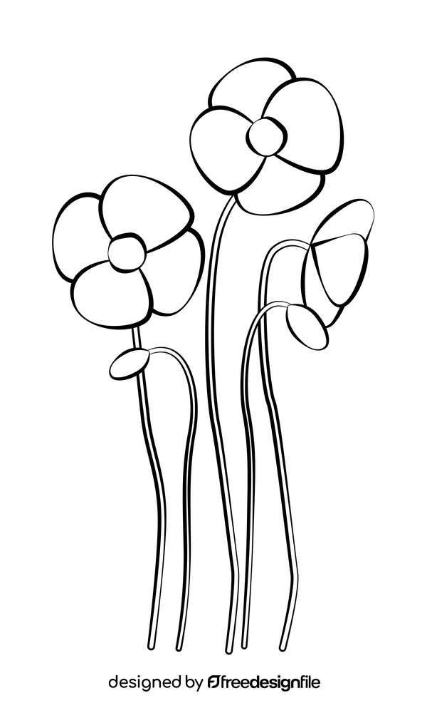 Poppy black and white clipart