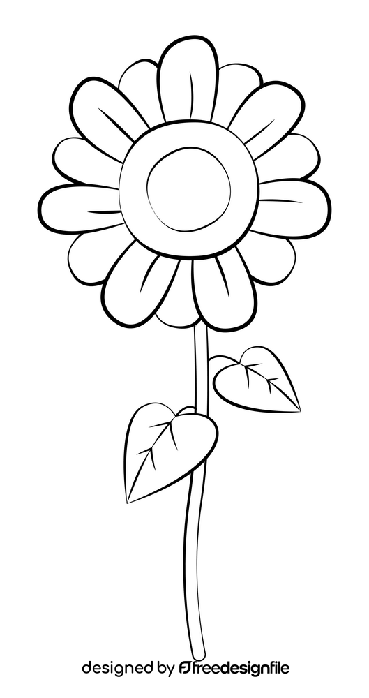 Sunflower black and white clipart