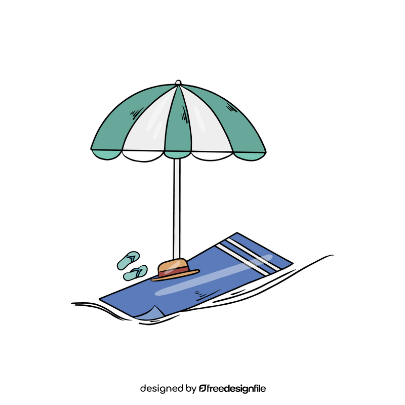 Beach umbrella and towel clipart