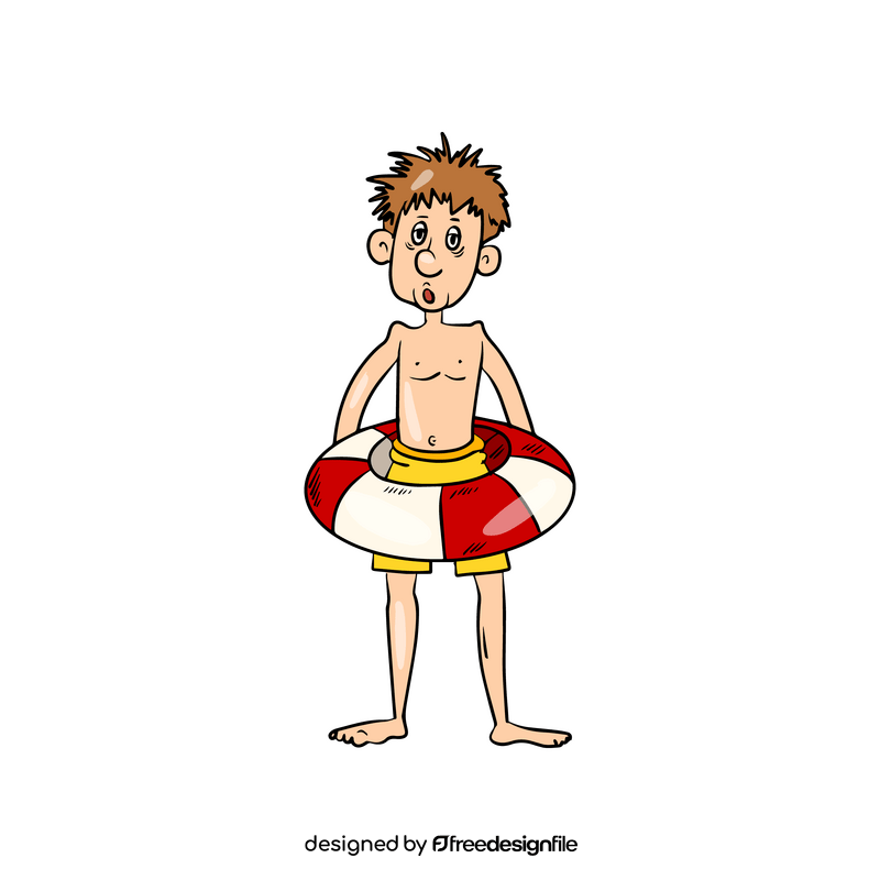 Cartoon boy on beach clipart