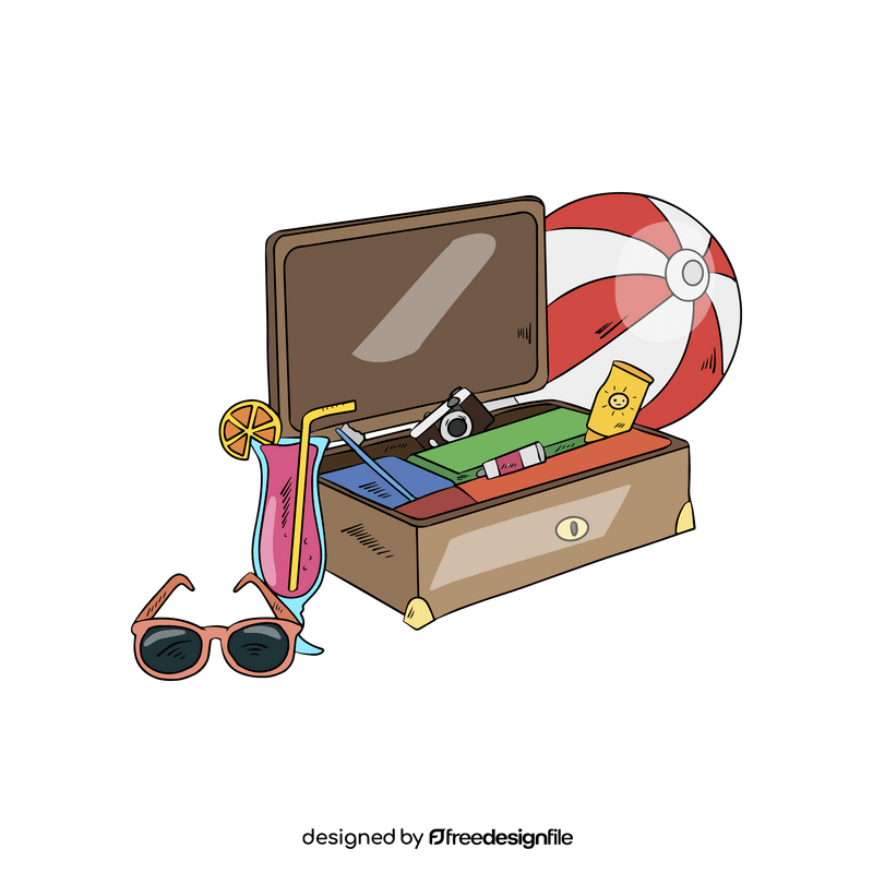 Beach travel suitcase clipart