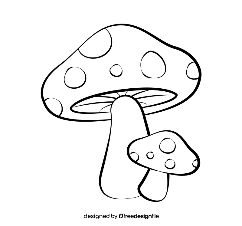 Mushroom black and white clipart