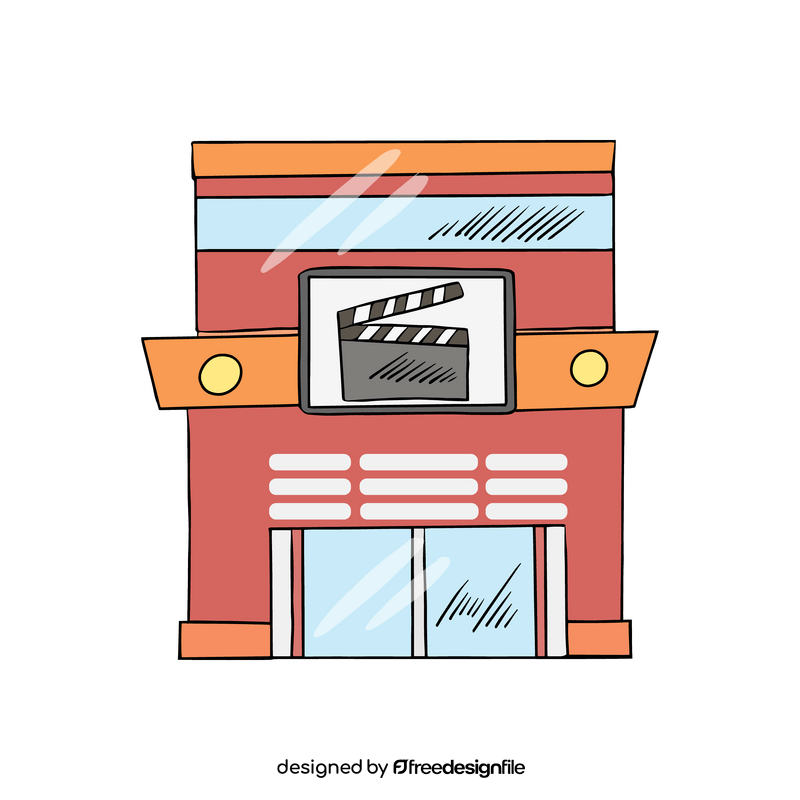 Cinema building cartoon clipart