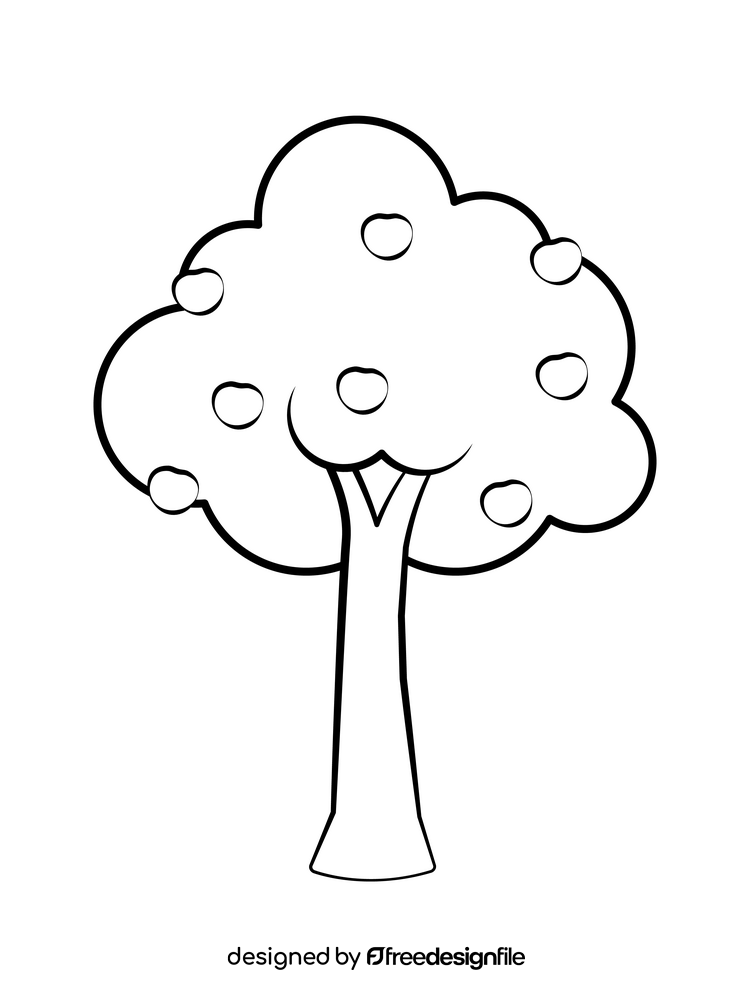 Apple tree black and white clipart