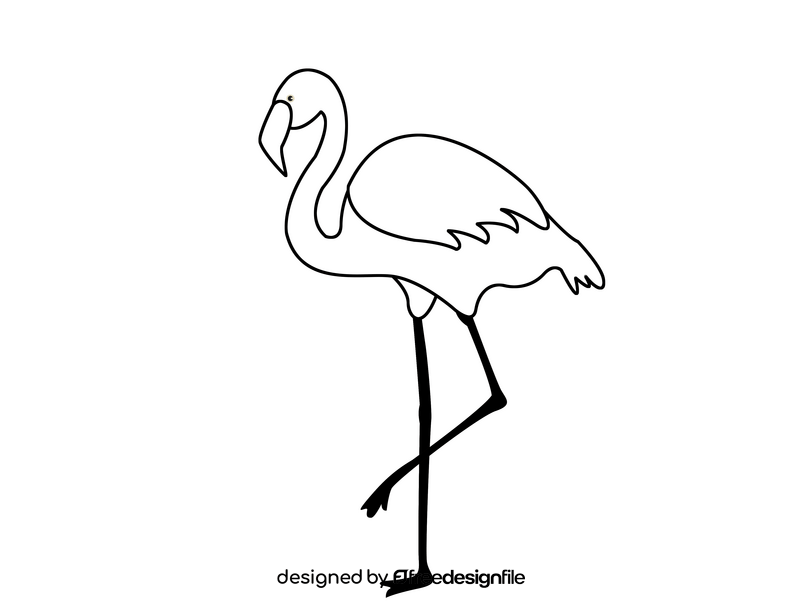 Flamingo black and white clipart