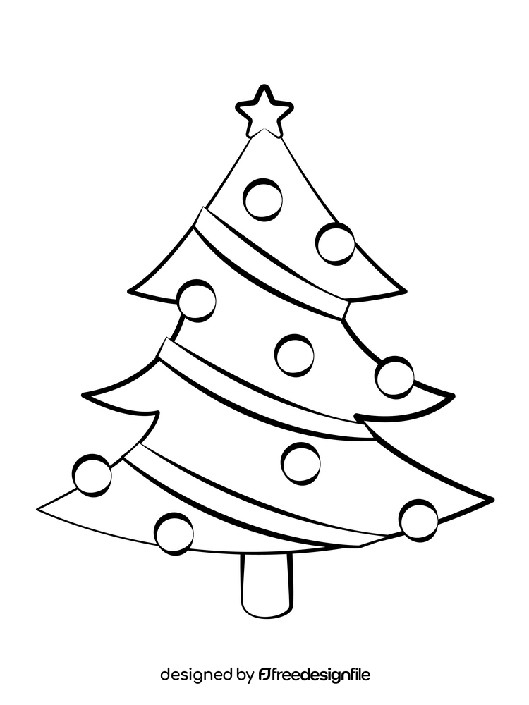 Christmas tree black and white clipart
