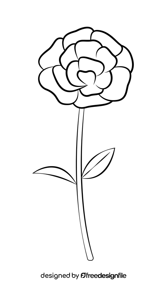 Peony black and white clipart