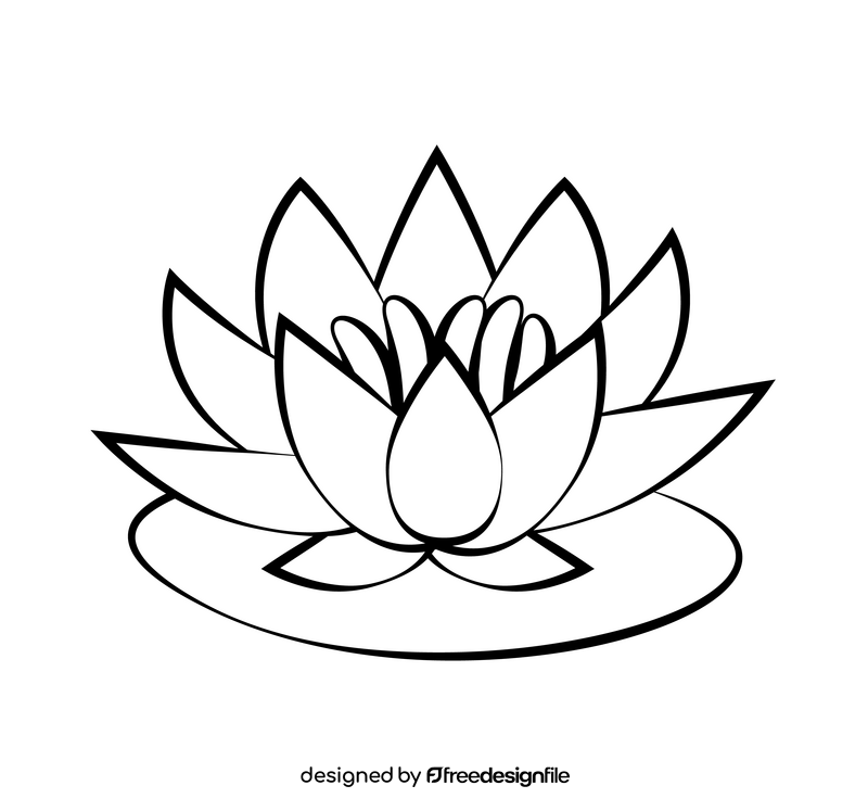 Water lily black and white clipart