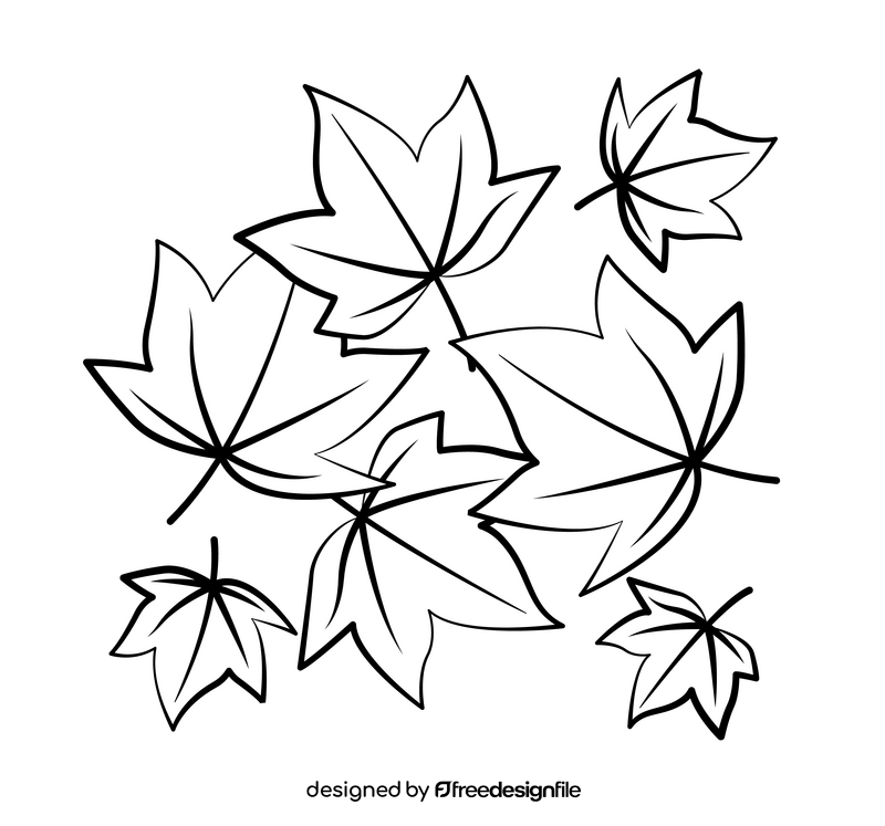 Autumn leaves black and white clipart