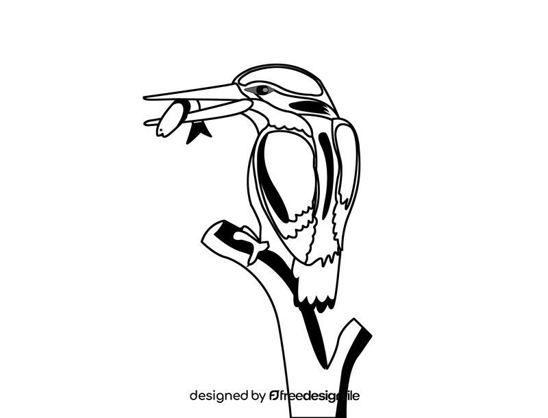 Kingfisher black and white clipart