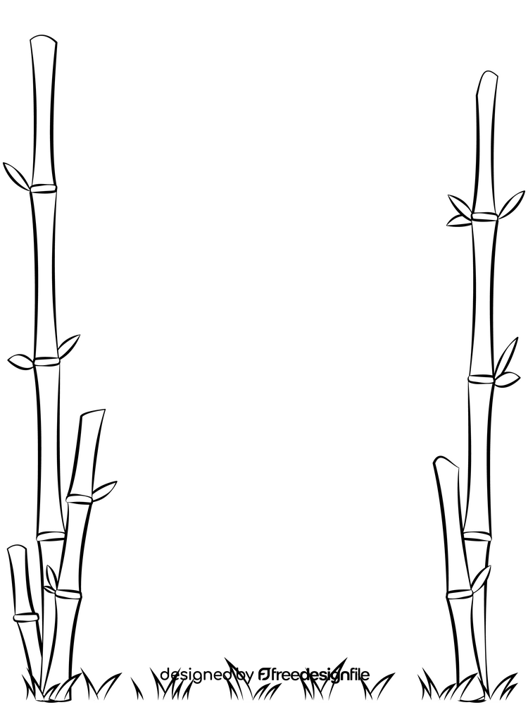Bamboo border black and white clipart
