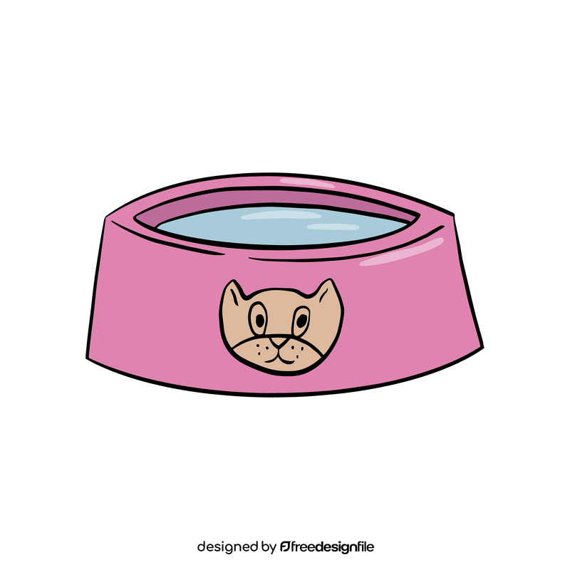 Cat drinking bowl clipart