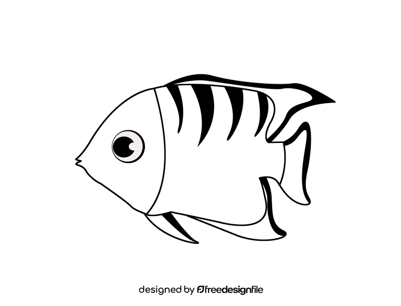 Coral fish black and white clipart