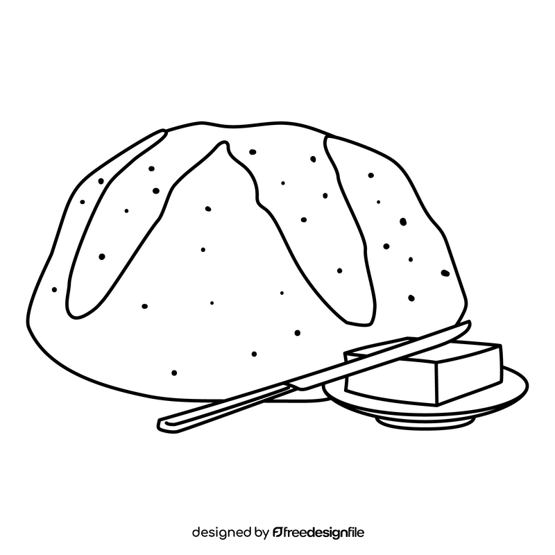 Damper bread black and white clipart