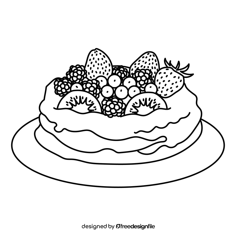 Pavlova cake black and white clipart