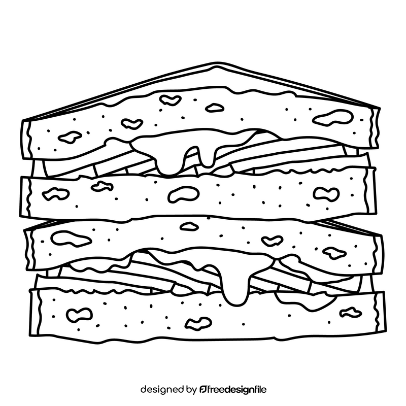 Sausage sandwich black and white clipart