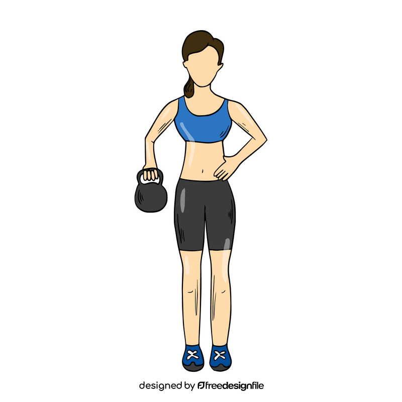 Girl lifting kettlebells clipart