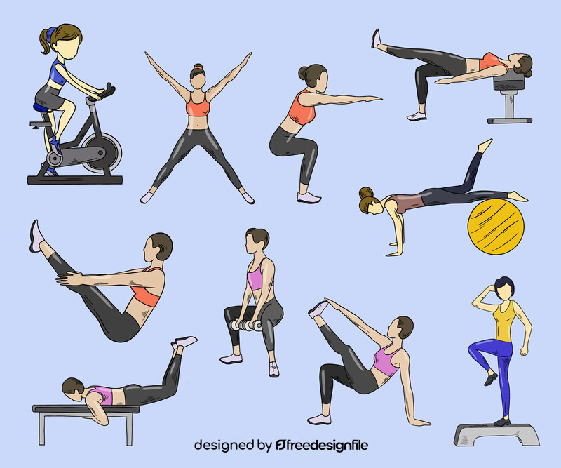 Fitness girl exercising vector