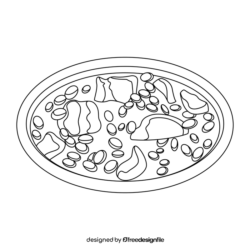 Brazilian food Feijoada black and white clipart