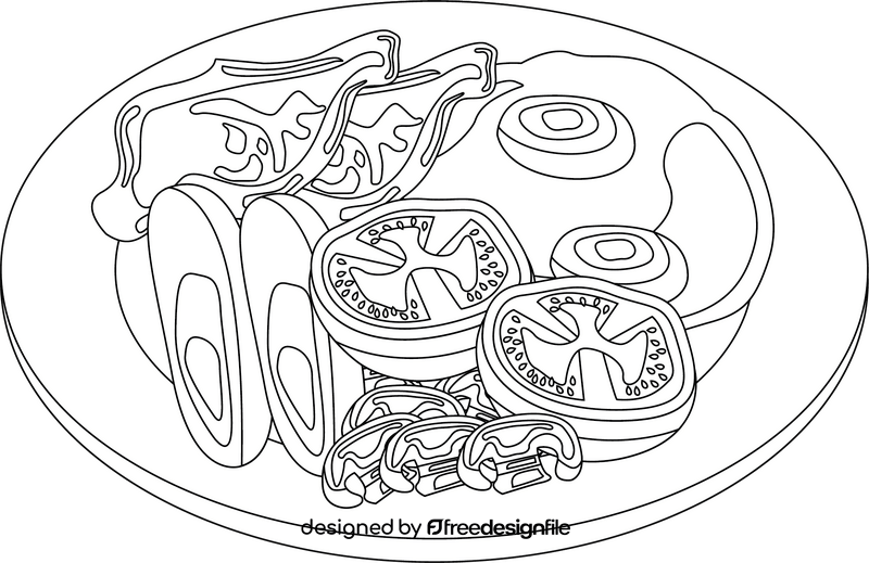 English Breakfast black and white clipart