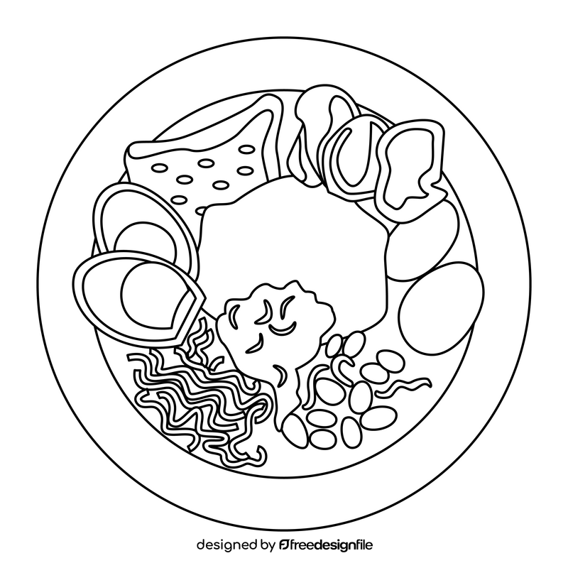 Coconut rice Indonesian food black and white clipart