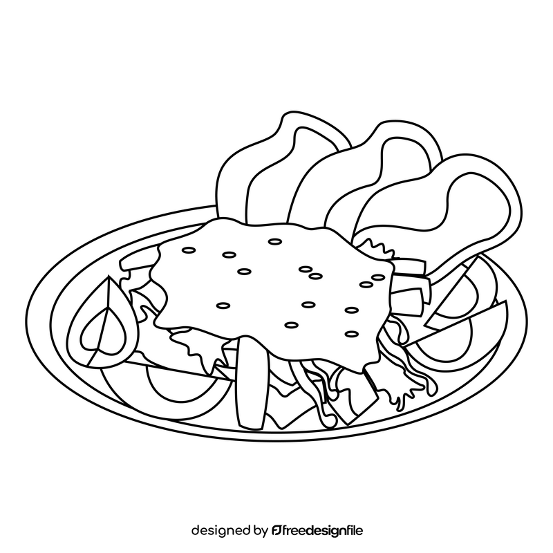 Gado Gado Indonesian peanut sauce salad black and white clipart