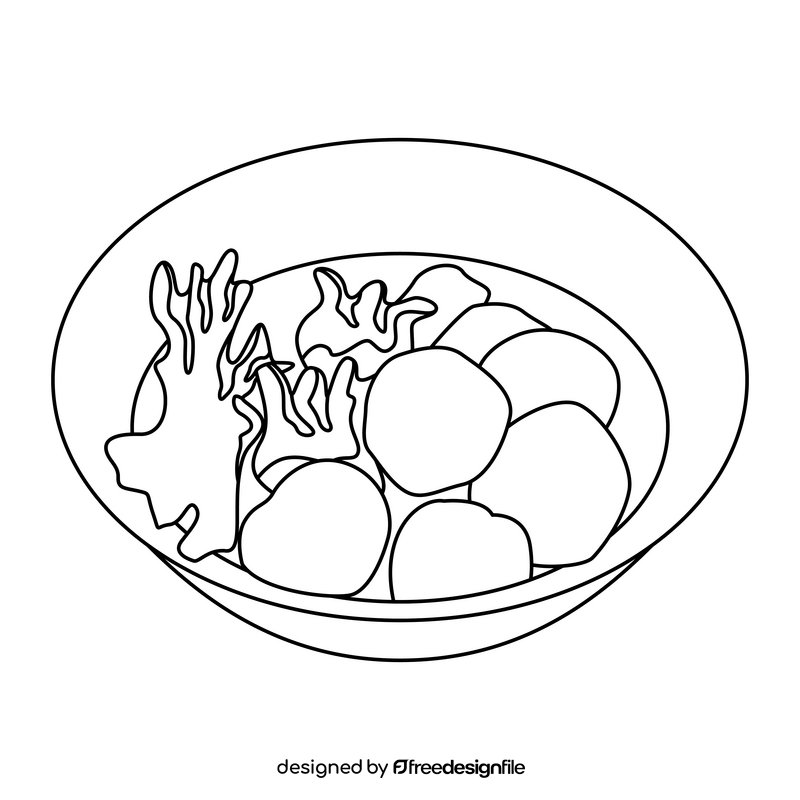 Meatball soup black and white clipart