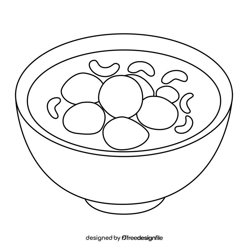 Wedang ronde Indonesian food black and white clipart