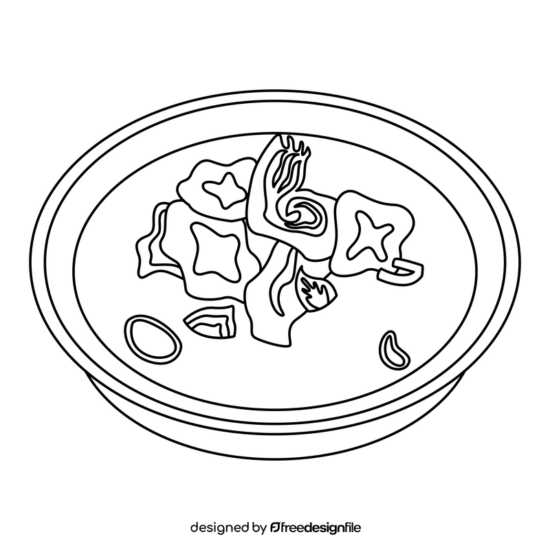 Indonesian food soup Makassar black and white clipart