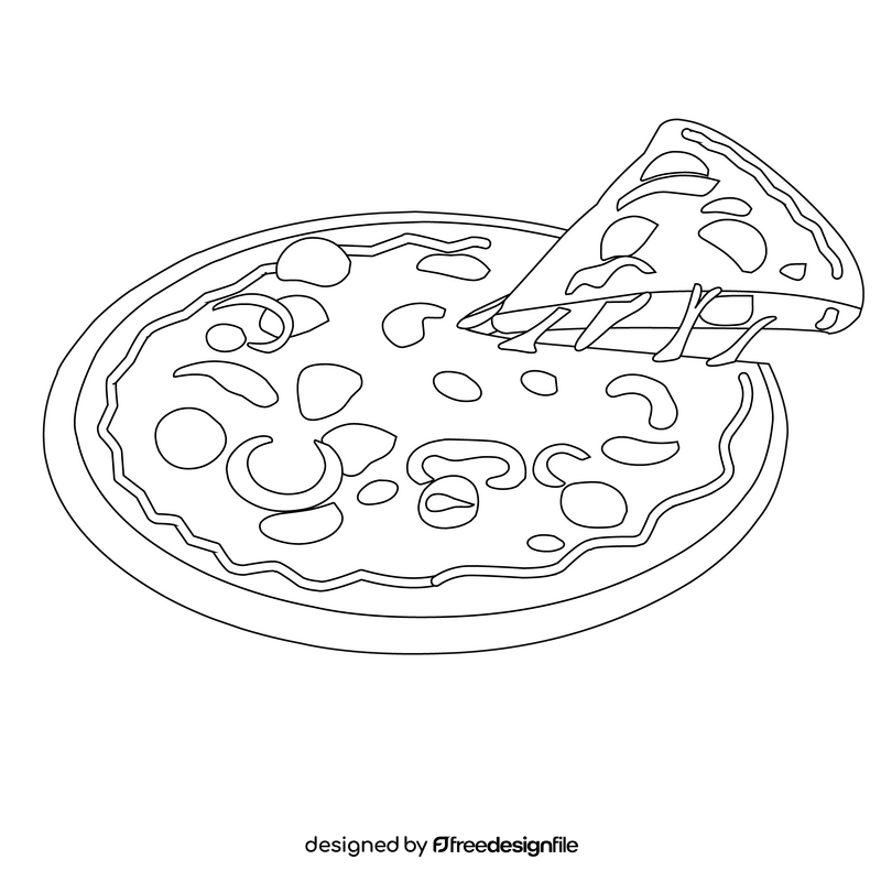 Italian pizza black and white clipart