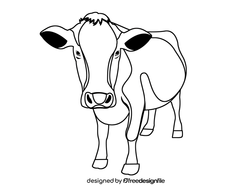 Cow black and white clipart