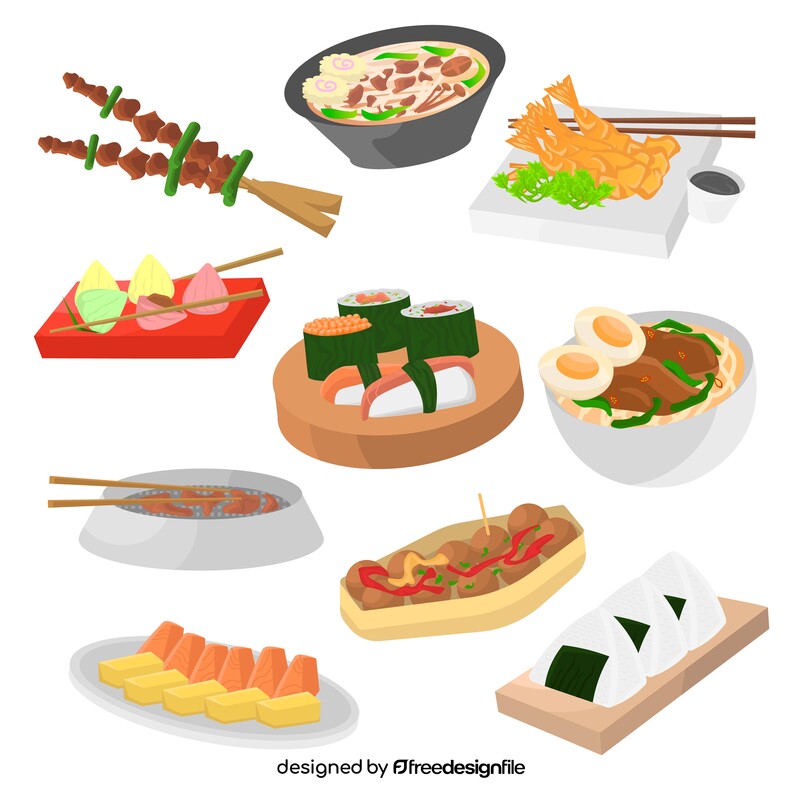Japanese food set vector