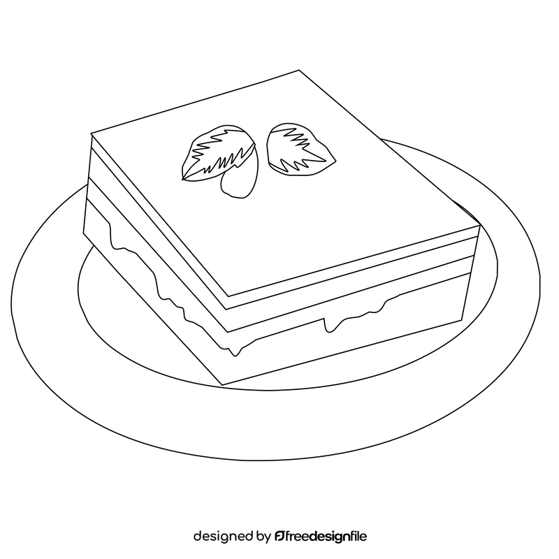 Tiramisu dessert black and white clipart