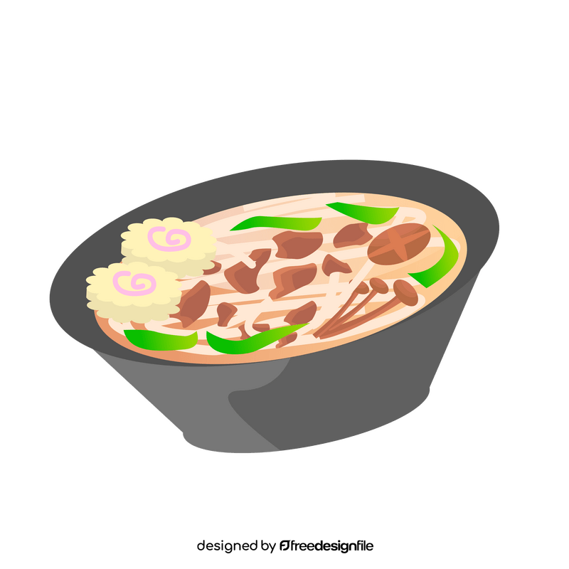 Udon Japanese noodle soup clipart