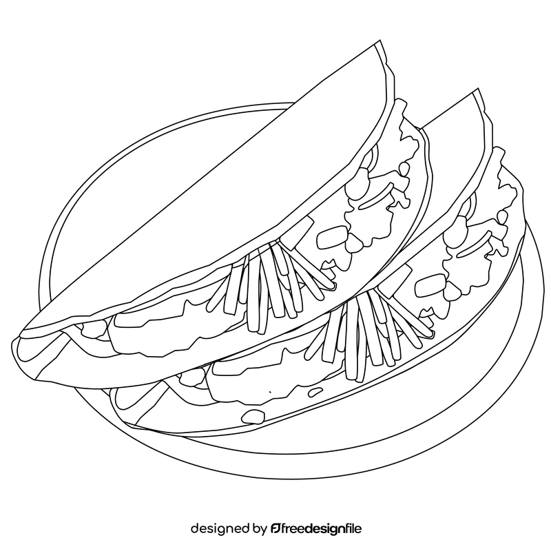 Tacos black and white clipart