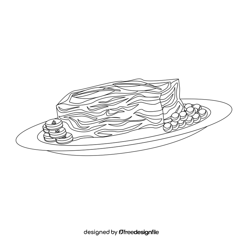 Bobotie South African dish black and white clipart