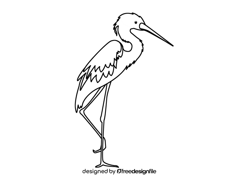 Crane bird black and white clipart