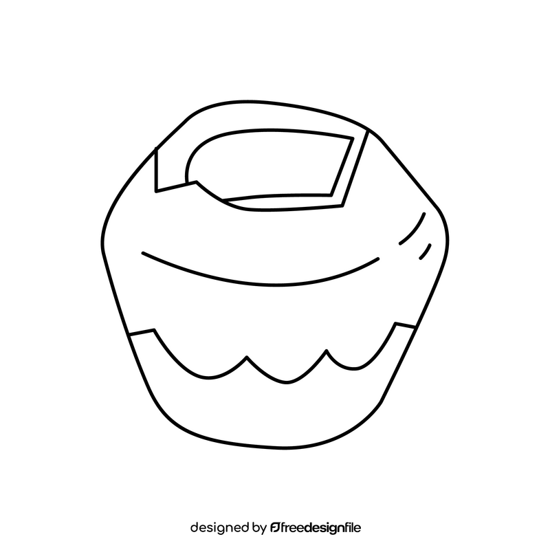 Coconut drink black and white clipart