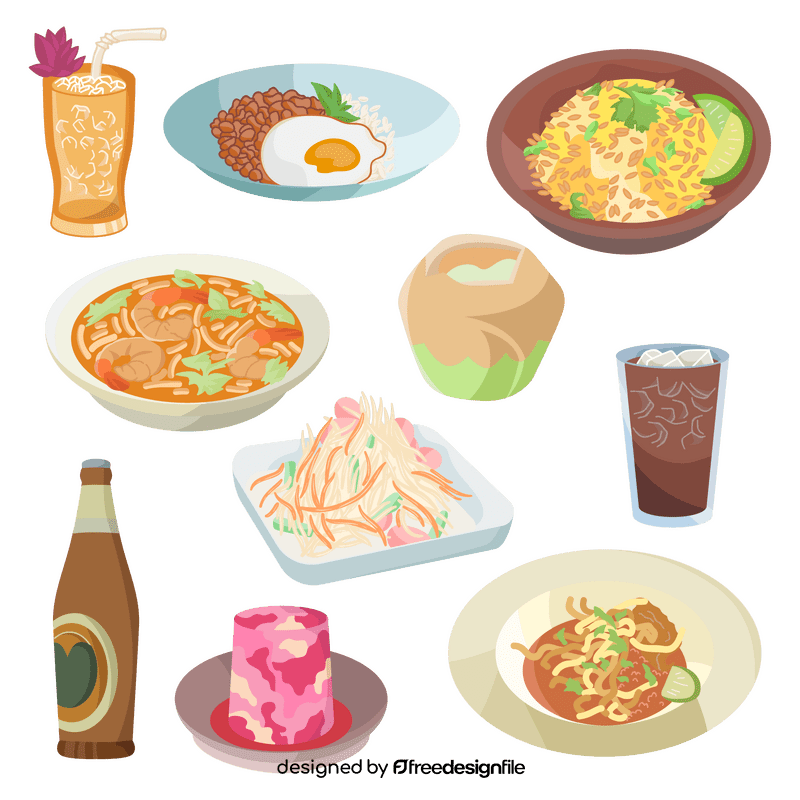 Thai food set vector