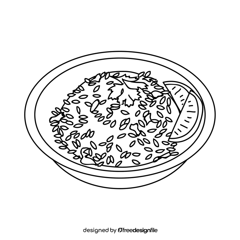 Fried Rice black and white clipart