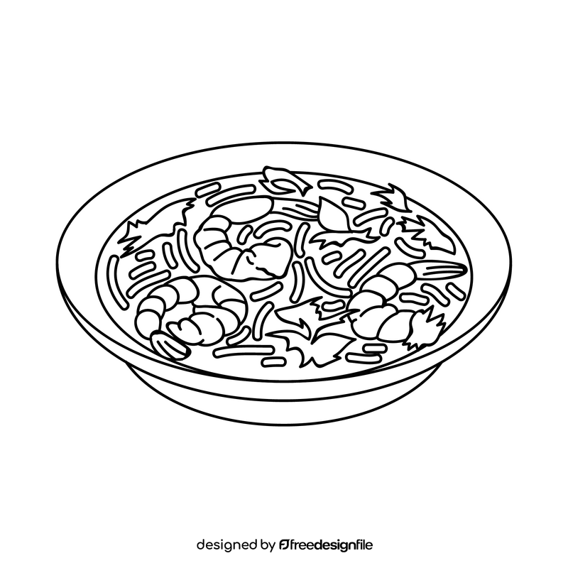 Thai shrimp soup black and white clipart