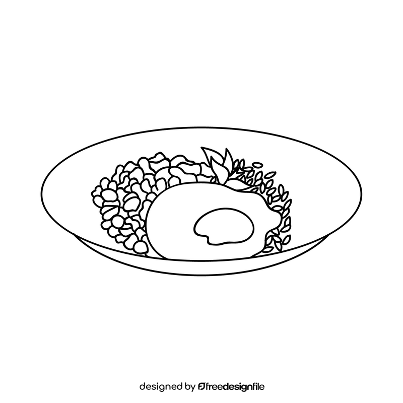 Thai basil chicken black and white clipart