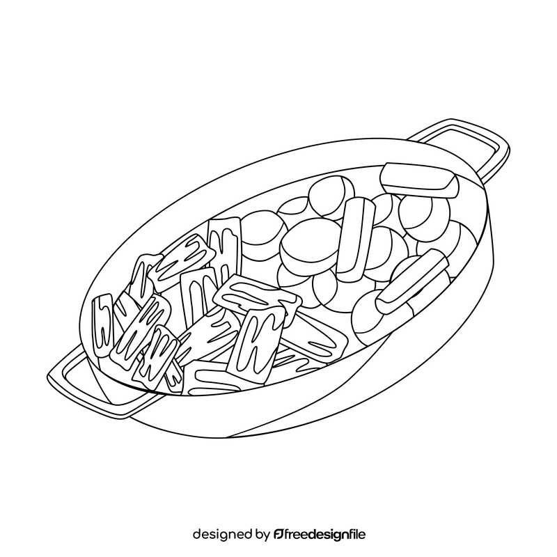 Pot roast black and white clipart