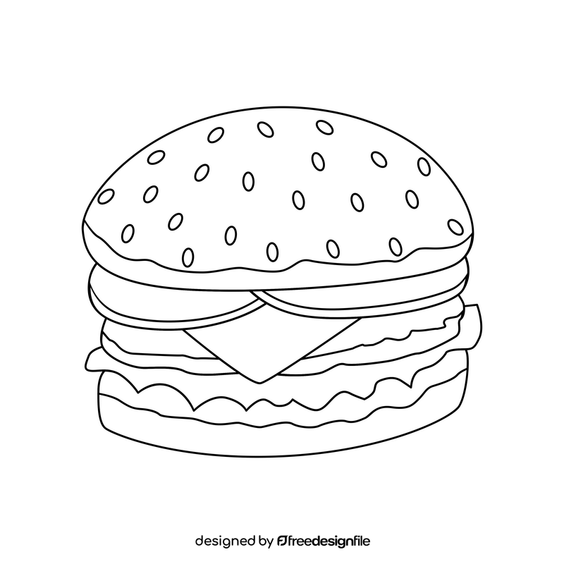 Burger black and white clipart