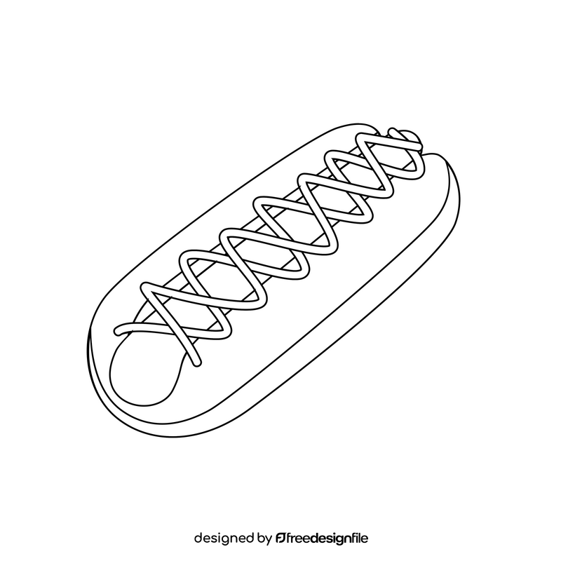 Hot dog black and white clipart