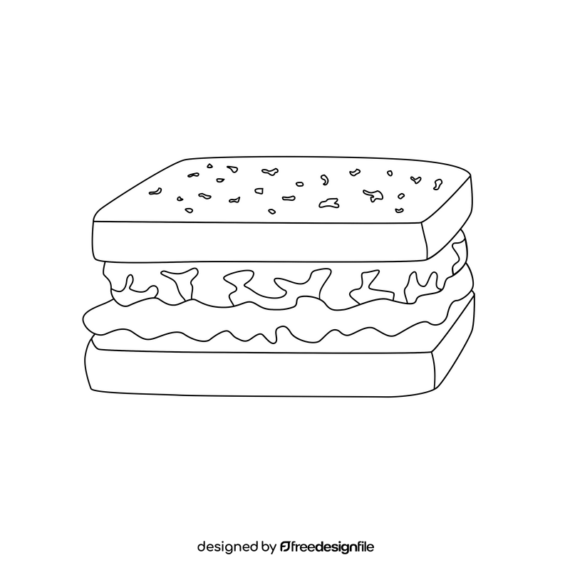 Tuna fish sandwich black and white clipart